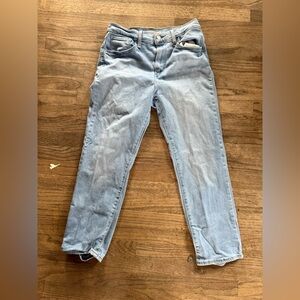 Levi's 724 High Rise Straight Crop Jeans- Size 28, Light Wash Distressed Denim